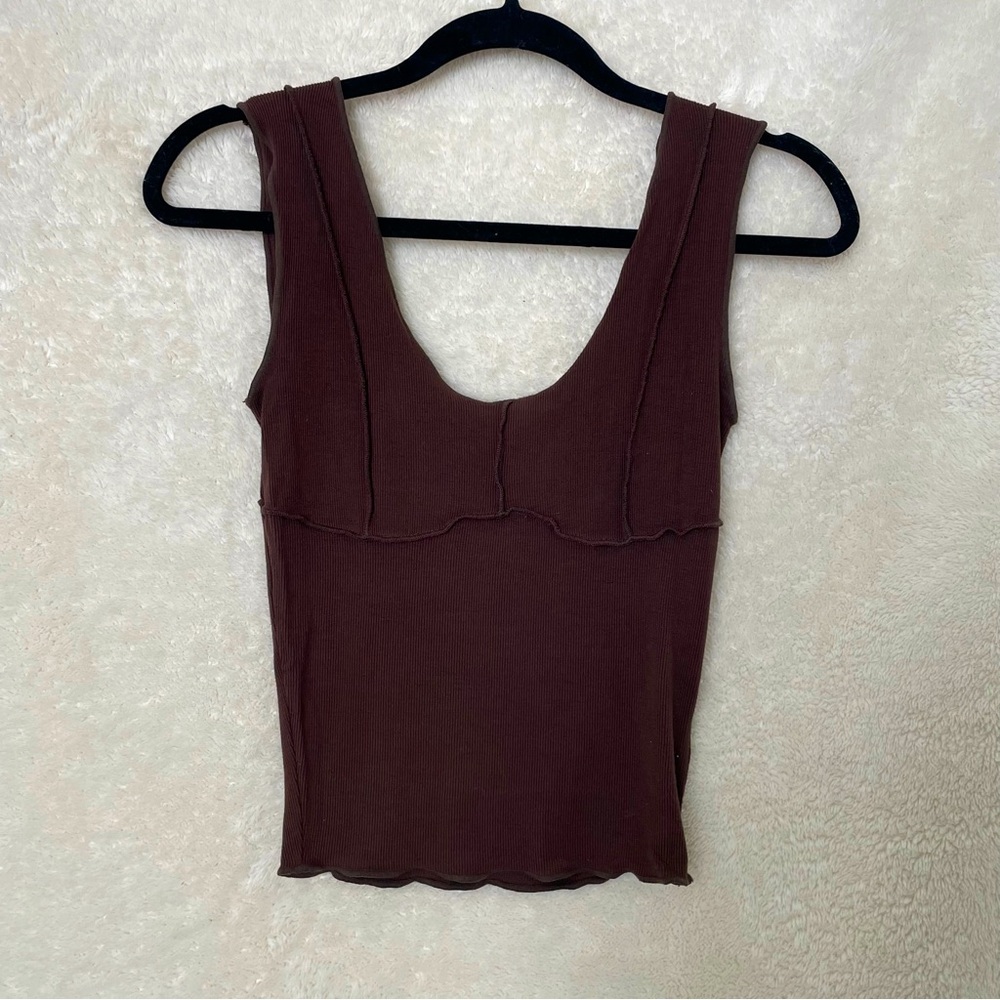 all:row Exposed Seam Tank Top in Brown